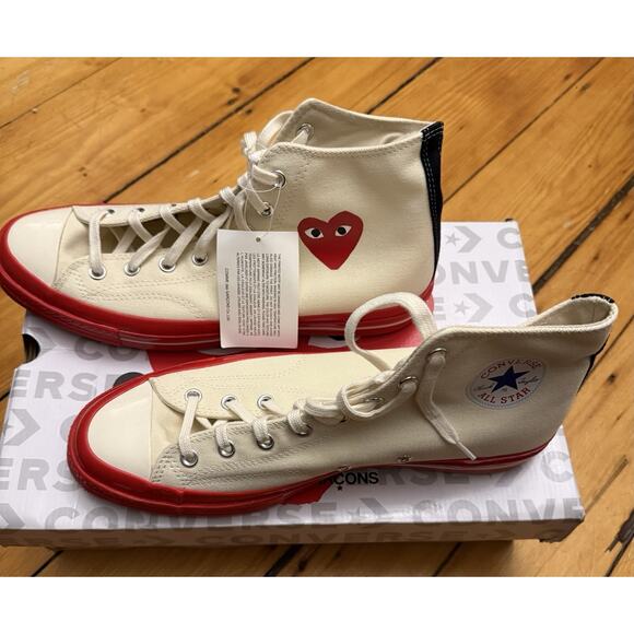NIB Converse Chuck 70 High Top Sneakers Red Heart Comme des Garcons Unisex US 12 - Picture 7 of 9